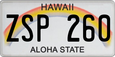 HI license plate ZSP260