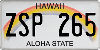 HI license plate ZSP265