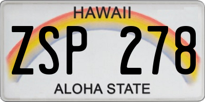 HI license plate ZSP278
