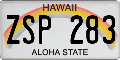 HI license plate ZSP283