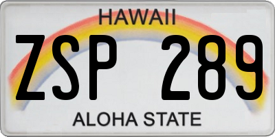 HI license plate ZSP289