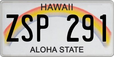 HI license plate ZSP291