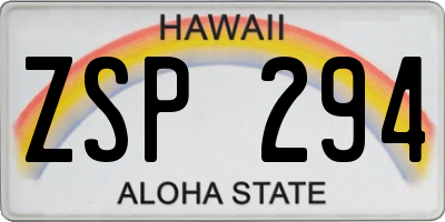 HI license plate ZSP294