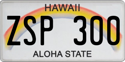 HI license plate ZSP300