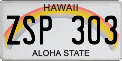 HI license plate ZSP303