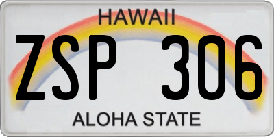 HI license plate ZSP306