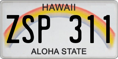 HI license plate ZSP311