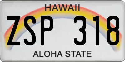HI license plate ZSP318