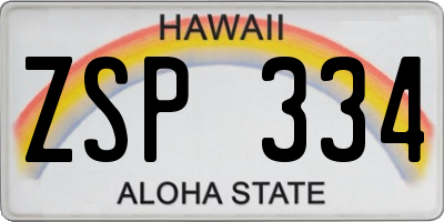 HI license plate ZSP334