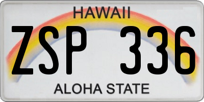 HI license plate ZSP336