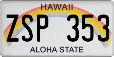HI license plate ZSP353
