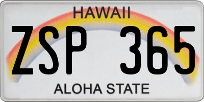 HI license plate ZSP365