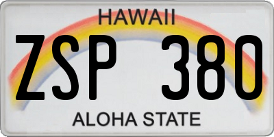 HI license plate ZSP380