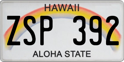 HI license plate ZSP392