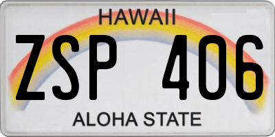HI license plate ZSP406