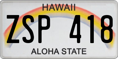 HI license plate ZSP418