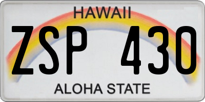 HI license plate ZSP430