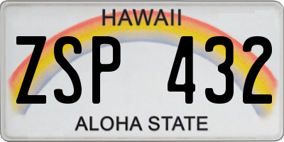 HI license plate ZSP432