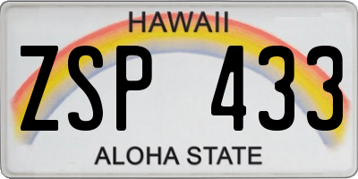 HI license plate ZSP433