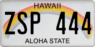 HI license plate ZSP444