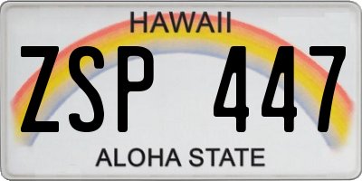 HI license plate ZSP447