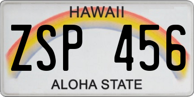 HI license plate ZSP456
