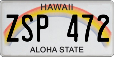 HI license plate ZSP472