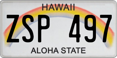 HI license plate ZSP497
