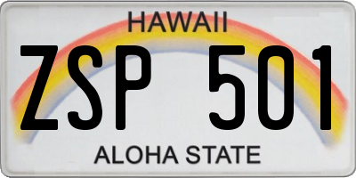 HI license plate ZSP501