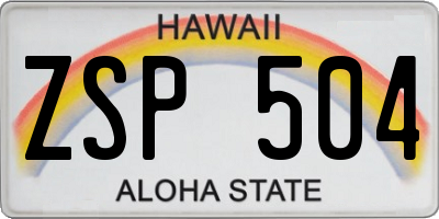 HI license plate ZSP504