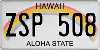 HI license plate ZSP508