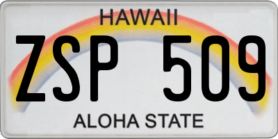 HI license plate ZSP509