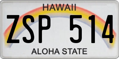 HI license plate ZSP514