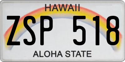 HI license plate ZSP518