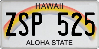 HI license plate ZSP525