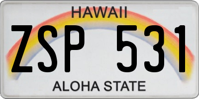 HI license plate ZSP531