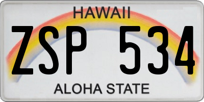 HI license plate ZSP534