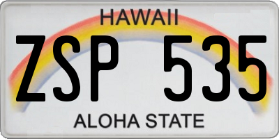 HI license plate ZSP535