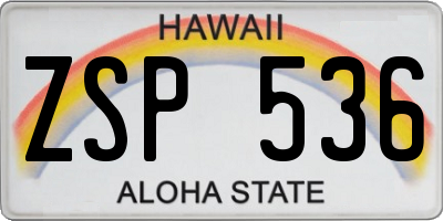 HI license plate ZSP536