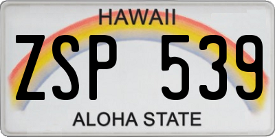 HI license plate ZSP539