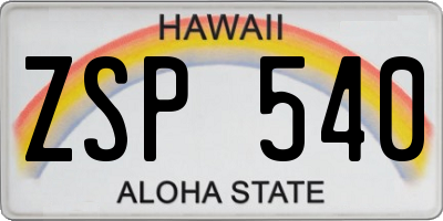 HI license plate ZSP540