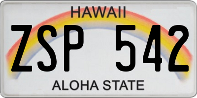 HI license plate ZSP542