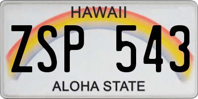 HI license plate ZSP543