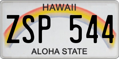 HI license plate ZSP544