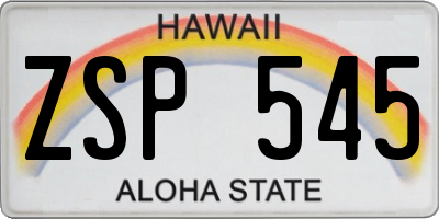 HI license plate ZSP545