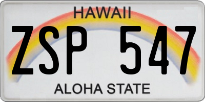 HI license plate ZSP547