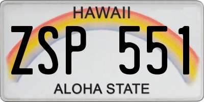 HI license plate ZSP551