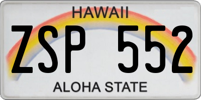 HI license plate ZSP552