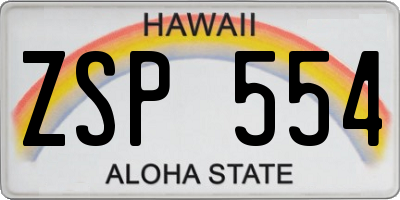 HI license plate ZSP554
