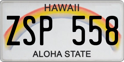HI license plate ZSP558